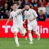 Španělé slaví gól v zápase Ligy národů Česko - Španělsko