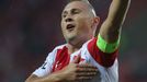 Jan Bořil slaví v zápase 2. kola F:L Slavia - Příbram