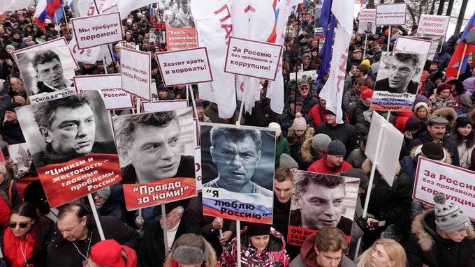 Demonstrace, připomínající smrt Borise Němcova.