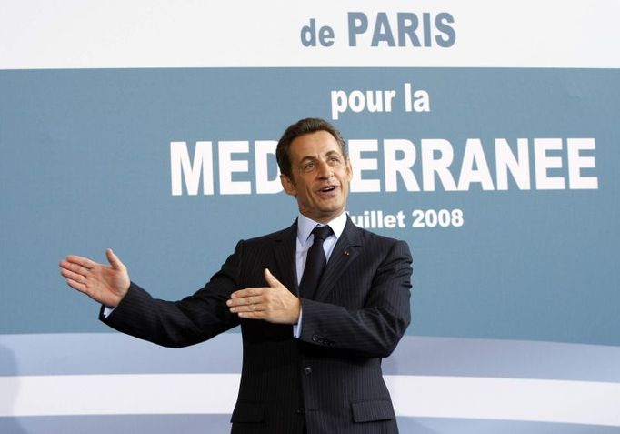 Sarkozy 13. července 2008 na konferenci Středomořské unie v Paříži.