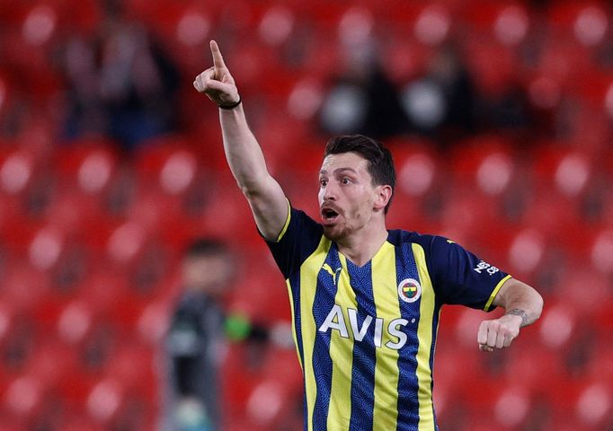 Mert Yandas slaví gól v odvetě 2. kola EKL Slavia - Fenerbahce