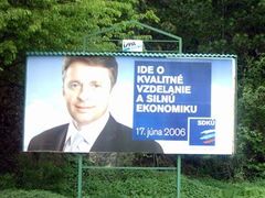 Vládní strana premiéra Dzurindy využívá v kampani tvář autora ekonomických reforem Ivana Mikloše.