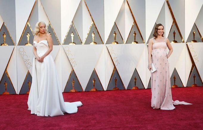 Presenter Blunt and singer Gaga arrive at the 88th Academy Awards in Hollywood