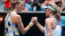 Petra Kvitová a Jekatěrina Alexandrovová ve třetím kole Australian Open 2020.