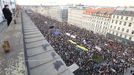 Demonstrace na Václavském náměstí. Praha, 27. 2. 2022