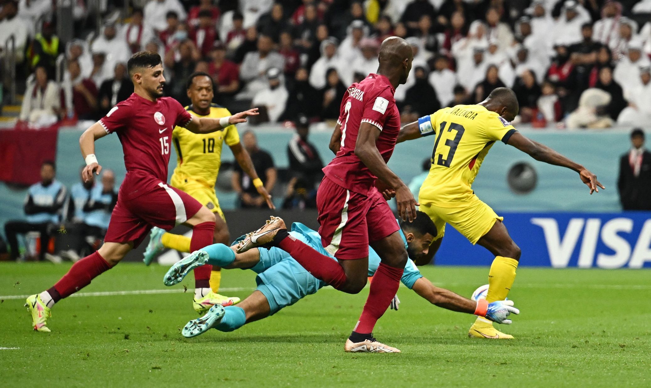 Penaltový zákrok na Ennera Valenciu v zápase MS 2022 Katar - Ekvádor