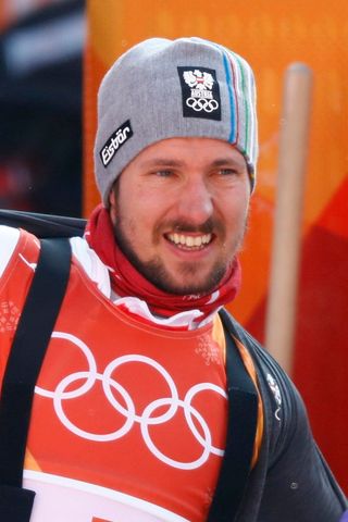 Marcel Hirscher při slalomu na ZOH 2018