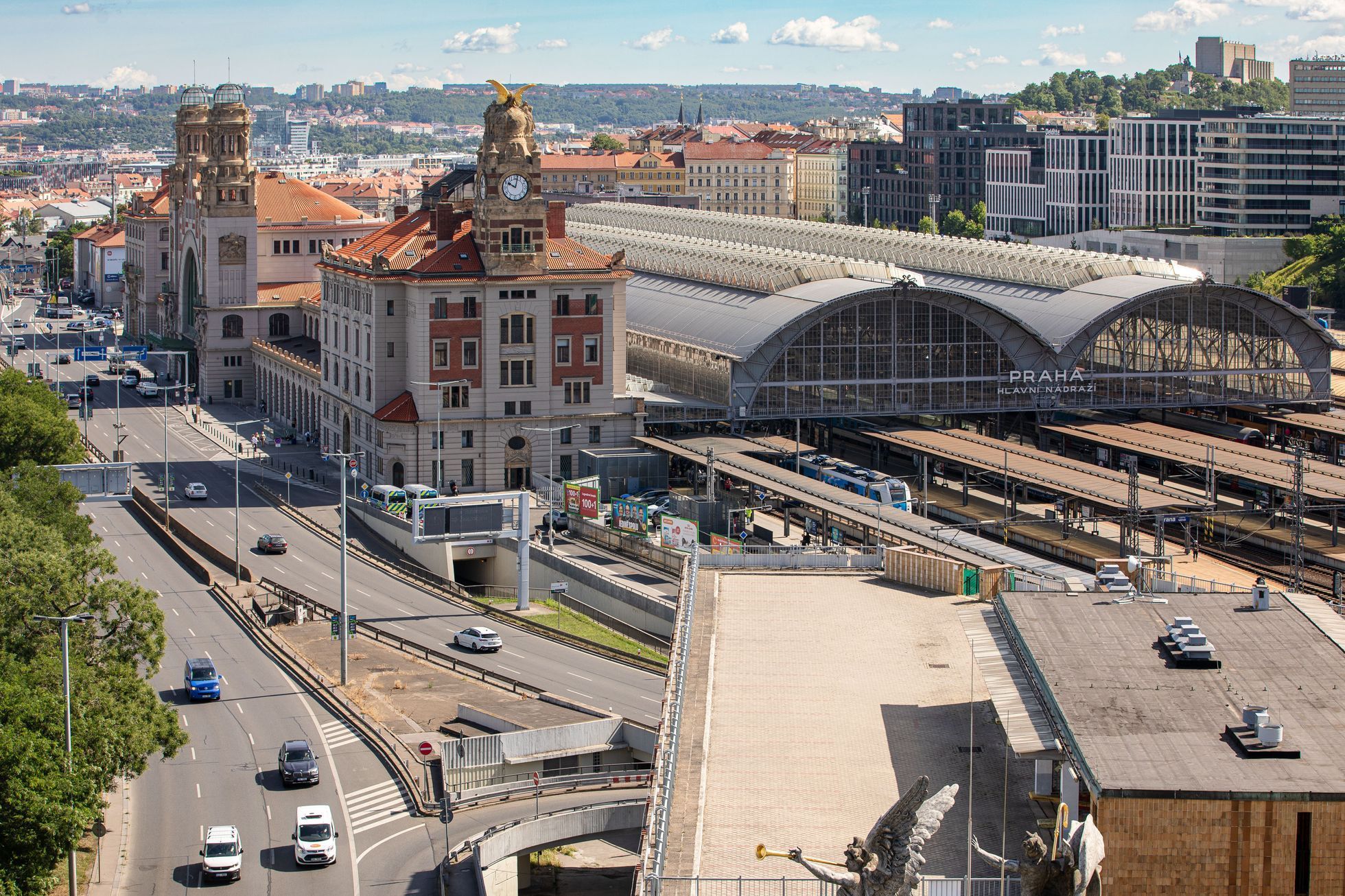 Praha, panorama, Pražský hrad, pohled ze střech, Praha z výšky
