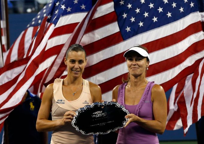 Flavia Pennettaová a Martina Hingisová an US Open 2014