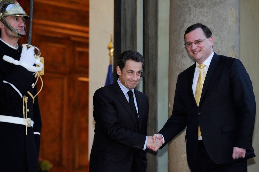 Petr Nečas na návštěvě ve Francii u Nicolase Sarkozyho