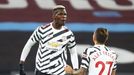 11. kolo anglické Premier League 2020/21, West Ham - Manchester United: Paul Pogba a Alex Telles slaví gól na 1:1.