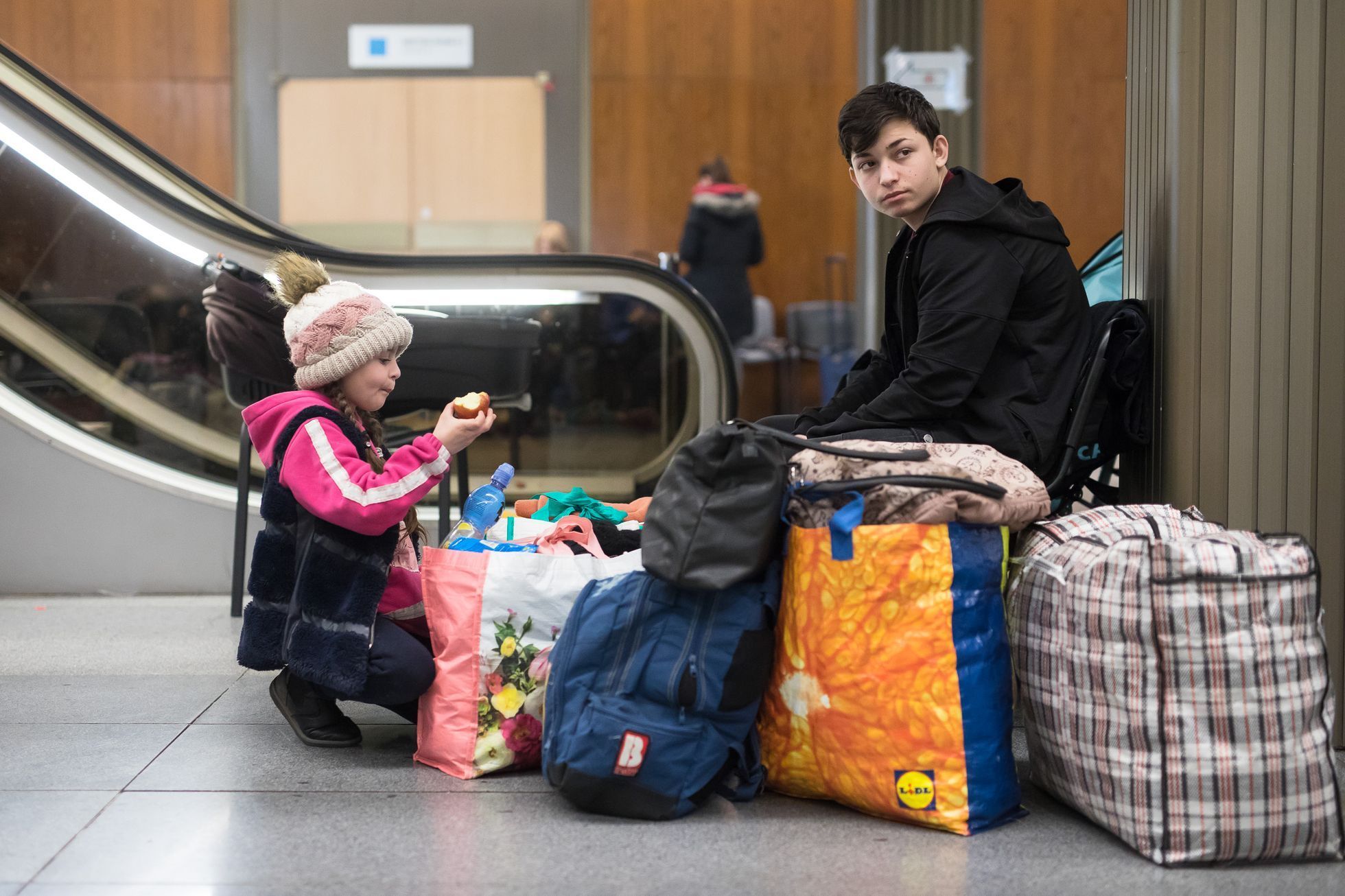 Ukrajinští uprchlíci v Kongresové centrum v Praze - uprchlické centrum