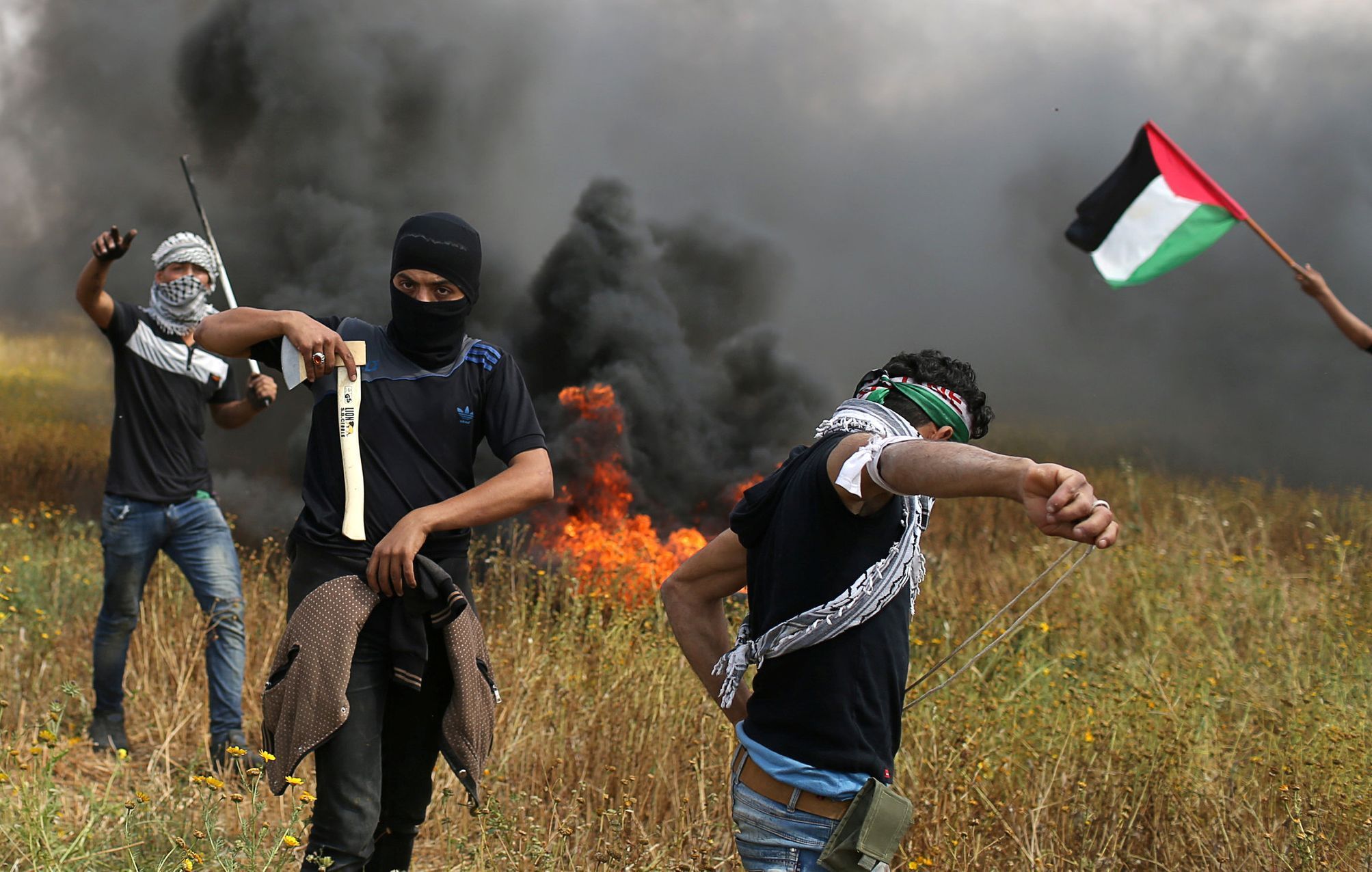 Protesty Palestinců v Pásmu Gaza