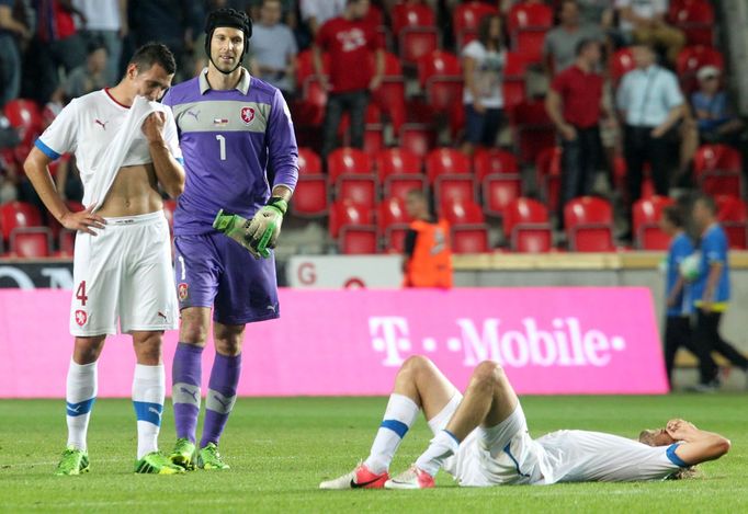 Fotbal, kvalifikace MS, Česko - Arménie: Marek Suchý a Petr Čech