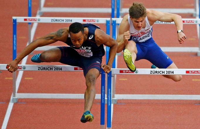 ME v atletice, 110 m přek.: Dimitri Bascou a Lawrence Clarke