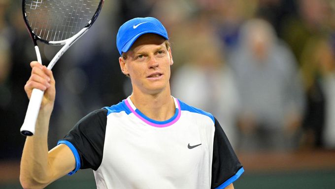 Jannik Sinner při letošním turnaji v Indian Wells, na němž měl pozitivní dopingový nález.