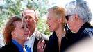 Tilda Swinton (2ndR) and director Jim Jarmusch (R) speak with actress Kim Novak