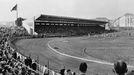 Snímek z otevření nového stadionu Dynama (Slavie) Praha ve Vršovicích v bývalém Edenu. Rok 1953