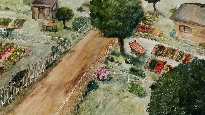 Snímek ze Zuzy v zahradách.