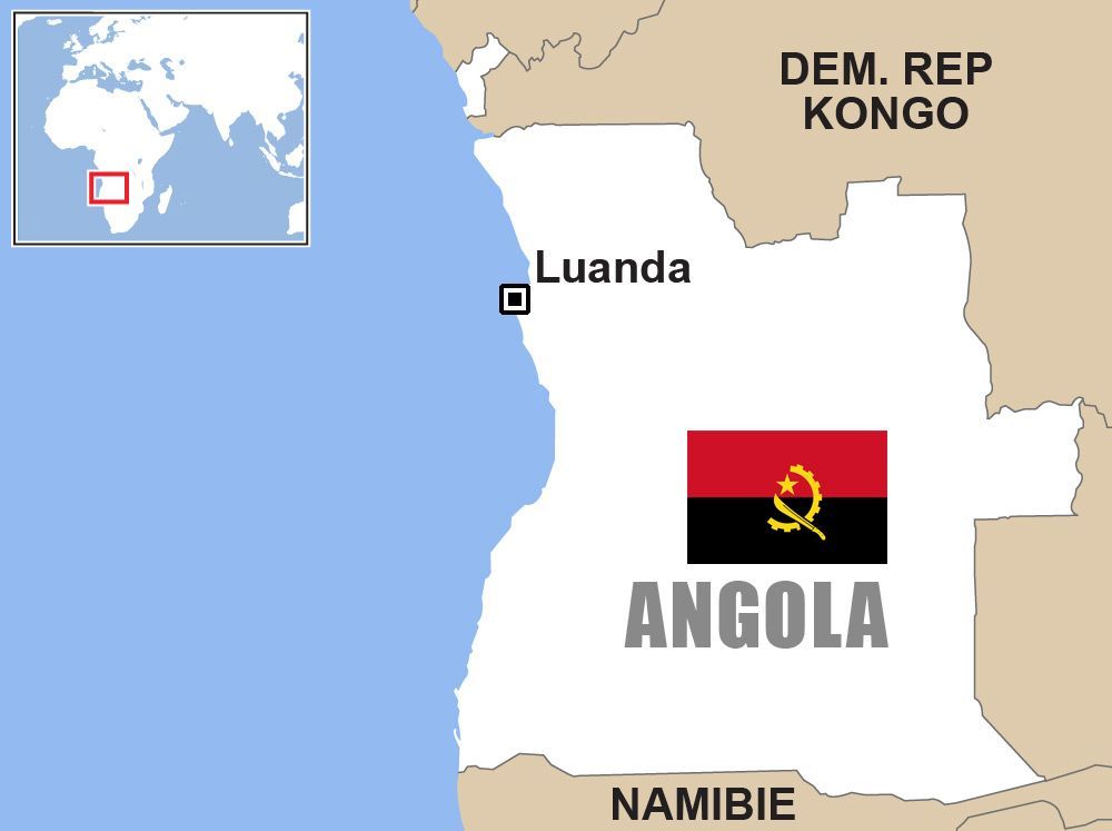 Angola, mapa