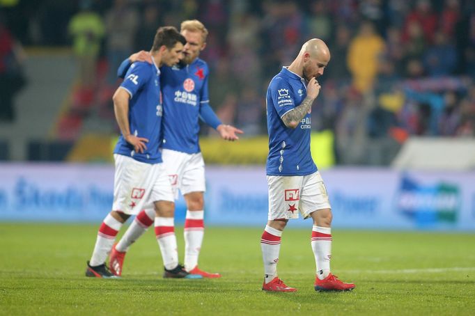 Smutní slávisté po zápase první ligy Plzeň - Slavia.