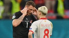 fotbal, ME, Euro 2020, Rakousko - Severní Makedonie, Marco Arnautovic, Ezgjan Alioski