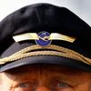 Lufthansa pilot takes part in a demonstration at the Fraport airport in Frankfurt