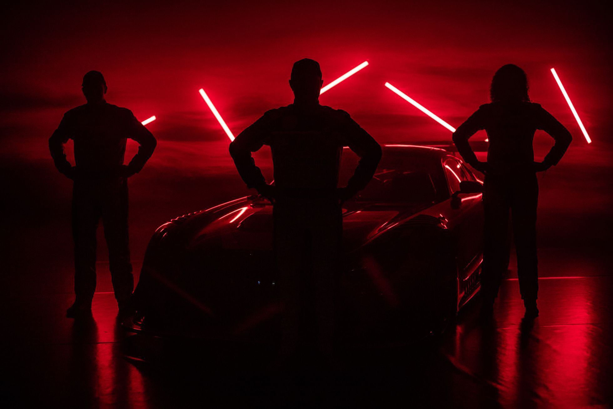 David Vršecký, Tomáš Enge a Aliyyah Koloc při premiéře Mercedes-AMG GT3 týmu Buggyra pro seriál China GT