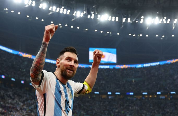 Lionel Messi slaví gól v semifinále MS 2022 Argentina - Chorvatsko