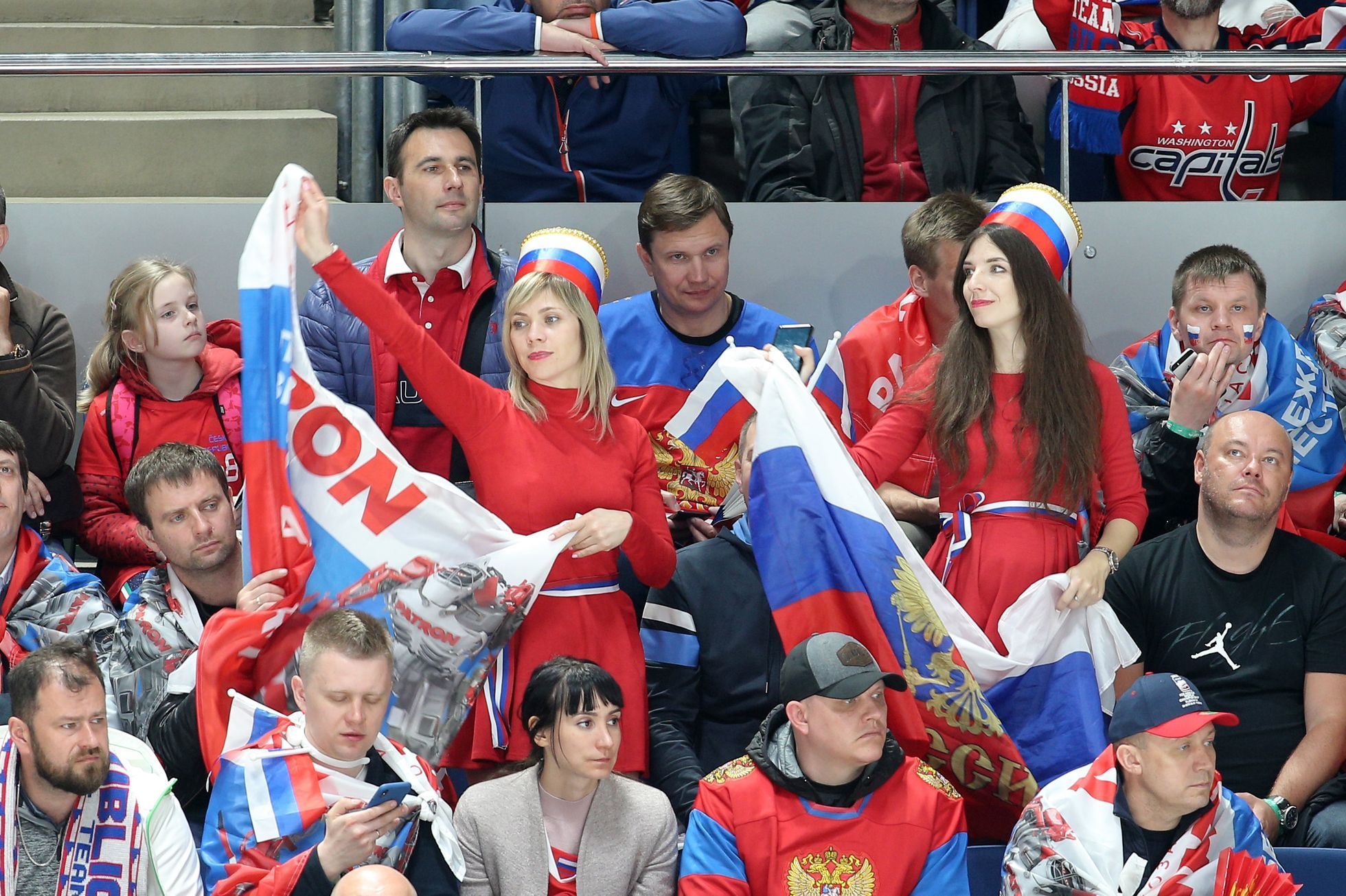 Ruští fanoušci v zápase Česko - Rusko na MS 2019