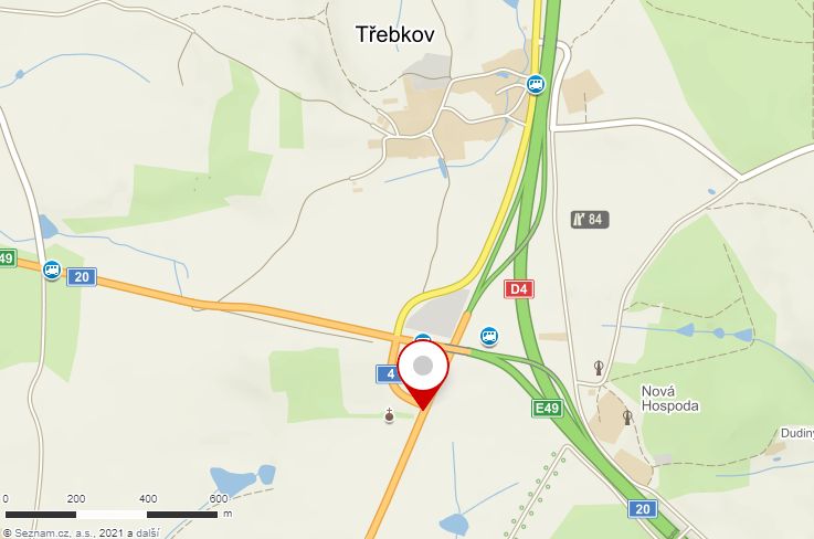Mapa nehodových míst I/4 Třebkov