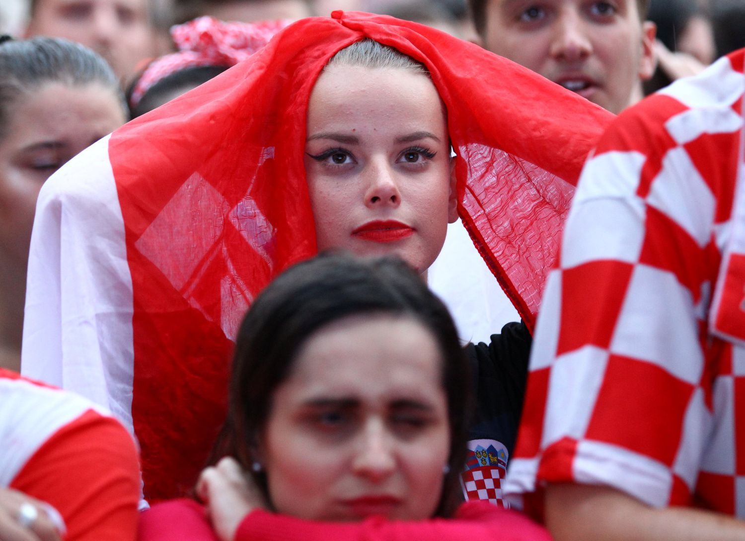 Fanoušci sledují semifinále MS 2018 Chorvatsko - Anglie v chorvatském Záhřebu