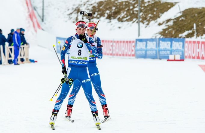 SP v Pokljuce, hromadný Ž: Veronika Vítková a Gabriela Soukalová