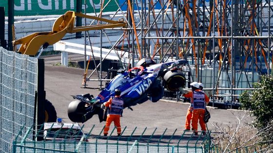 Havarovaný vůz BR Daniela Ricciarda ve VC Japonska F1 2024