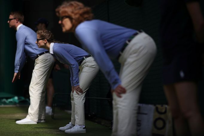 Tennis - Wimbledon - All England Lawn Tennis and Croquet Club, London, Britain - July 3, 2019  General view of line judges during the second round match between Spain's F