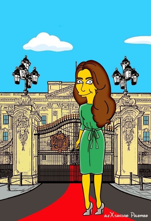 Vévodkyně Catherine jako postava ze seriálu Simpsonovi