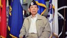 February 17 2004- Los Angeles, California, USA. A Philippino WWII veteran, Joel D. Pasado is posing for the camera inside the WWII Philippino association building in L.A. Mr. Pasado fought in the Communist Guerrillas in the Philippines against the Japanese occupier. May 8th is the celebration of the end of WWII, the bloodiest conflict in modern history. (Jonathan Alpeyrie/Polaris)