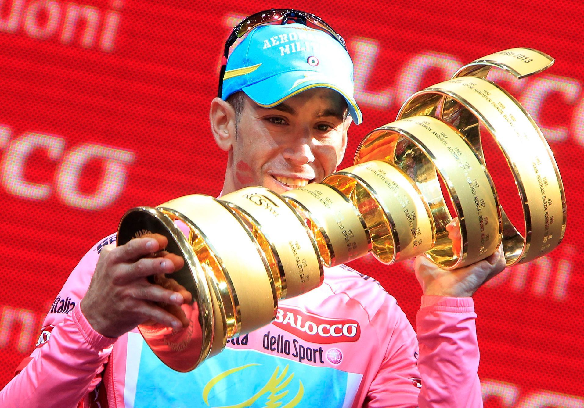 Slavící Vincenzo Nibali na Giro d´Italia