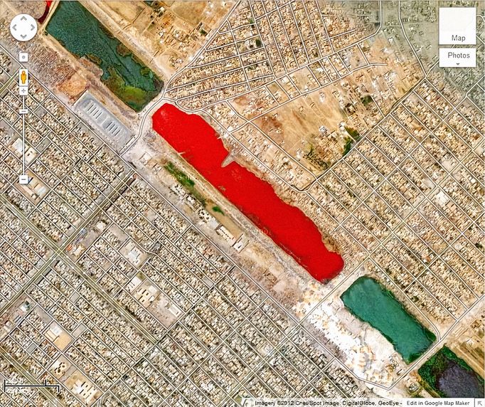 Reprofoto (výřez) z mapovací satelitní služby Google Earth, kterou provozuje americká společnost Google LLC.