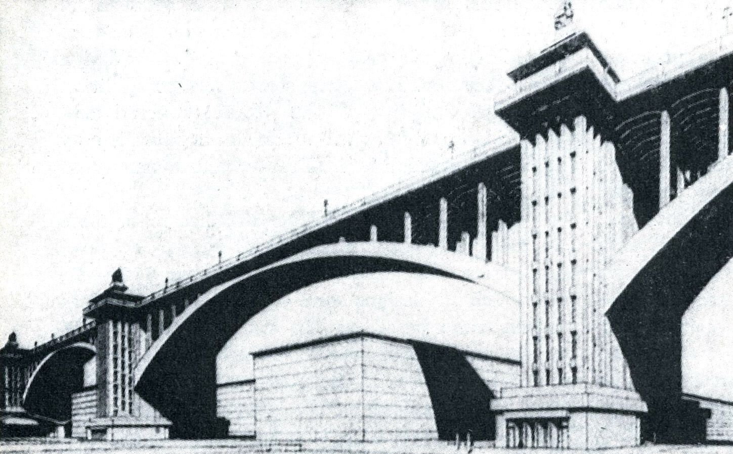 Návrh Nuselského mostu - železobeton 1926 - 27