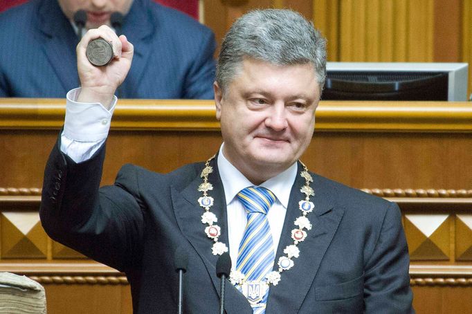 Petro Porošenko, nový prezident Ukrajiny během inaugurace.