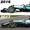 F1 2017: Mercedes W08 EQ Power+ vs. rok 2016