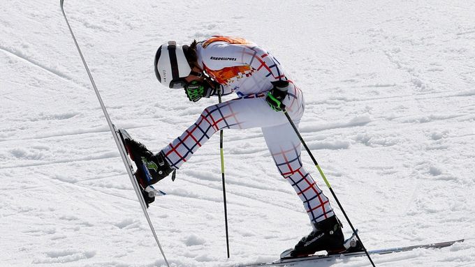 Podívejte se na fotografie z obřího slalomu na hrách v Soči, v němž se pátým místem předvedl český sjezdař Ondřej Bank.
