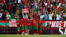 Portugalci slaví gól v zápase Ligy národů Portugalsko - Česko