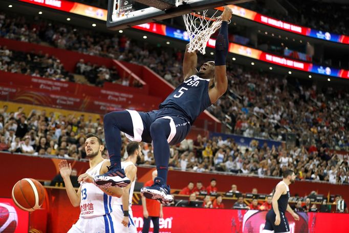 Donovan Mitchell v zápase MS Česko - USA