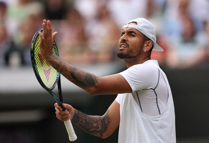 Nick Kyrgios ve čtvrtfinále Wimbledonu 2022