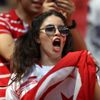 Tuniská fanynka v zápase Belgie - Tunisko na MS 2018