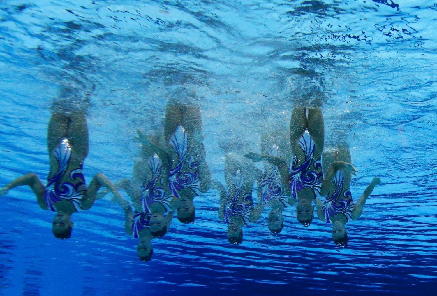 Synchronizované plavání na OH 2012 v Londýně.