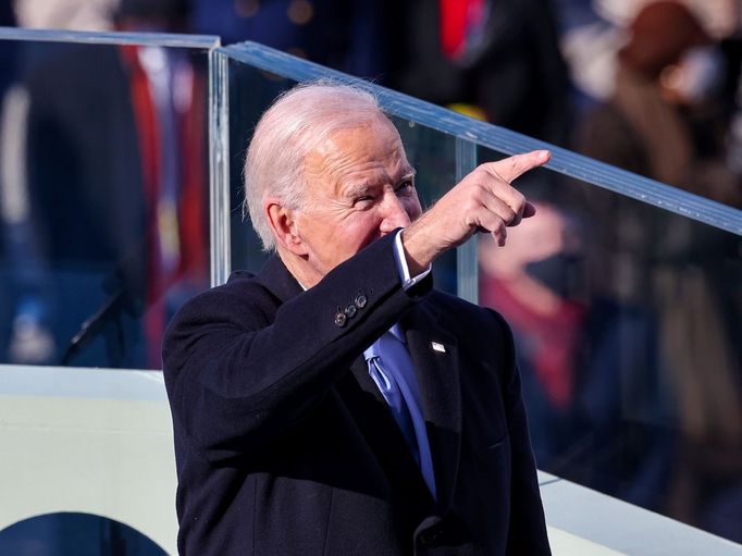 Americký prezident Joe Biden během svého prvního projevu po inauguraci.