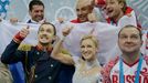 Tatiana Volosozhar and Maxim Trankov of Russia compete during the Team Pairs Short Program at the Sochi 2014 Winter Olympics